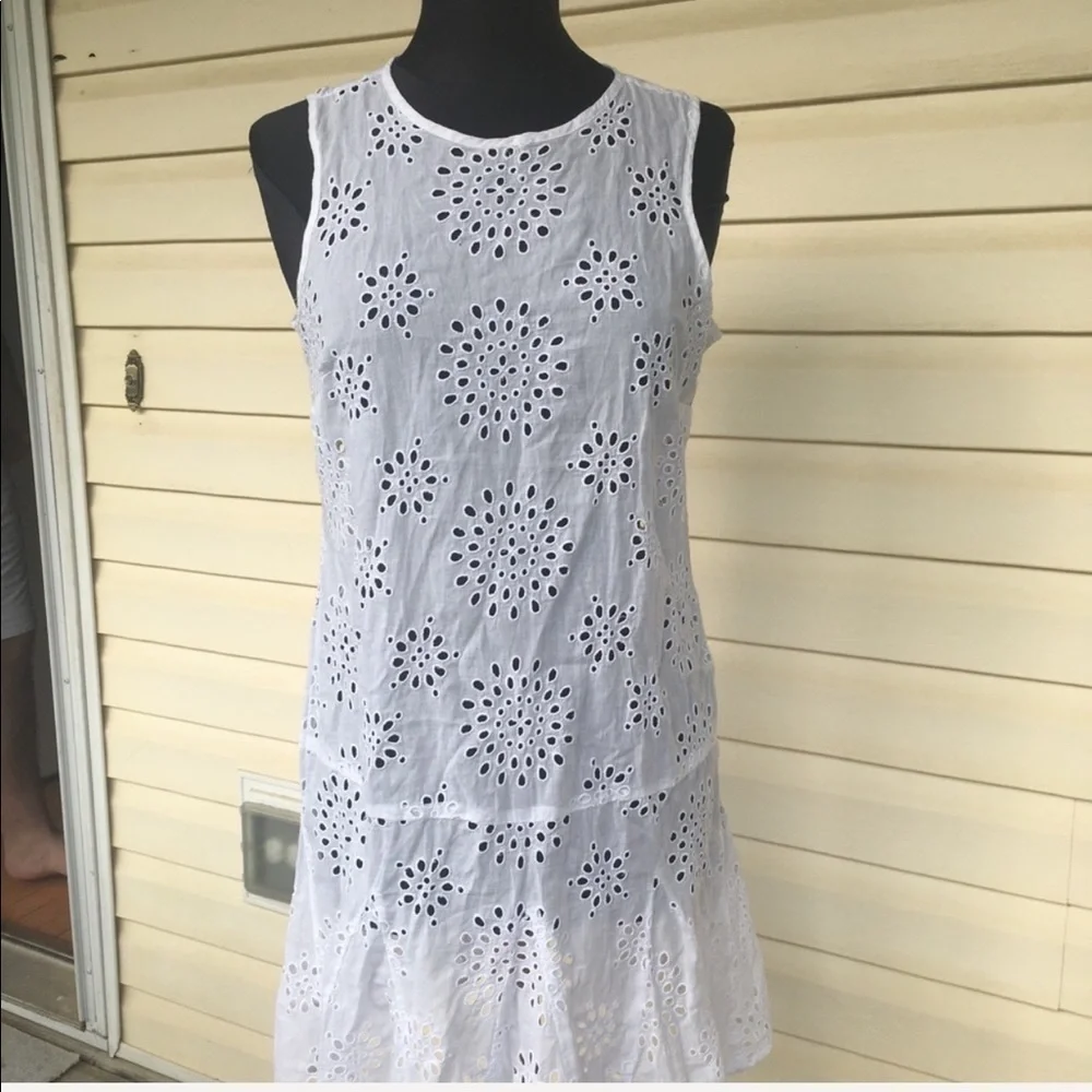 Michael Kors Sleeveless Eyelet Cotton Drop Waist